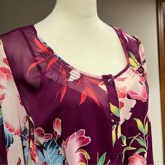 Express long sleeve floral mini dress with under slip with belt size Small - Picture 4 of 14